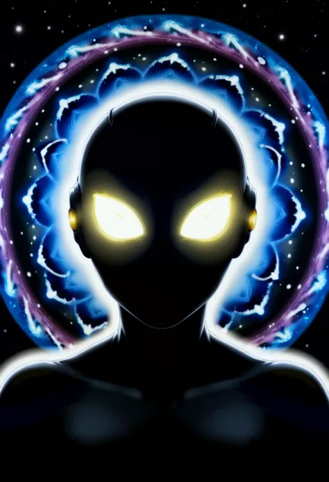 zPDXL2, score_9, score_8_up, score_7_up, score_6_up, score_5_up, score_4_up, Score_9, score_8_up, score_7_up, score_6_up, , , black silhouette, galaxy, glowing white eyes, no mouth.