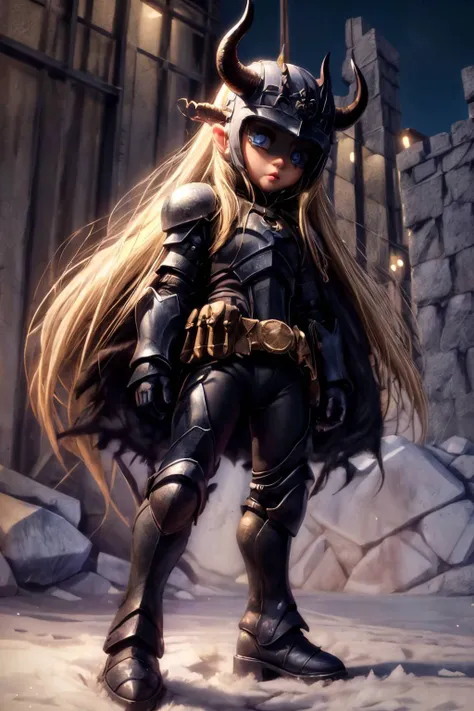 Beautiful Lighting, (1girl:(blonde hair:1.2), blue eyes, absurdly long hair), (real skin), <lora:l - L| :1>, <lora:y:1>, (outdoors:1.3),  <lora:age_slider-LECO-v1:-4>, <lora:MADGOD:0.8>, <lora:l-Tools-[ |tT:2>, <lora:age_slider-LECO-v1:-2>, 
(best quality, masterpiece:1.1), 
madgod, stop motion, horror, (black metal armor), (Dark Knight, dark horned helmet:1.2), hands put in pockets, cowboy shot, armor, shoulder armor, armored boots,