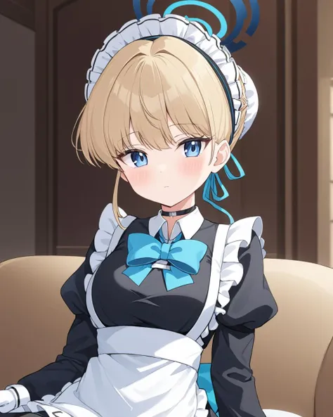 toki \(blue archive\),1girl, solo, maid_headdress, double_v, halo, white_gloves, looking_at_viewer, white_apron, maid, blue_bowtie, long_sleeves, hair_bun, closed_mouth, breasts, puffy_sleeves, indoors, maid_apron, blue_ribbon, frilled_apron, sitting, on_couch, blush, black_dress, hair_ribbon, choker
<lora:toki_(blue_archive)_image4932_2023-11-28-000009:1>halo. gorgeous,key visual, vibrant, studio anime,award-winning, professional, highly detailed,high budget, cinemascope
