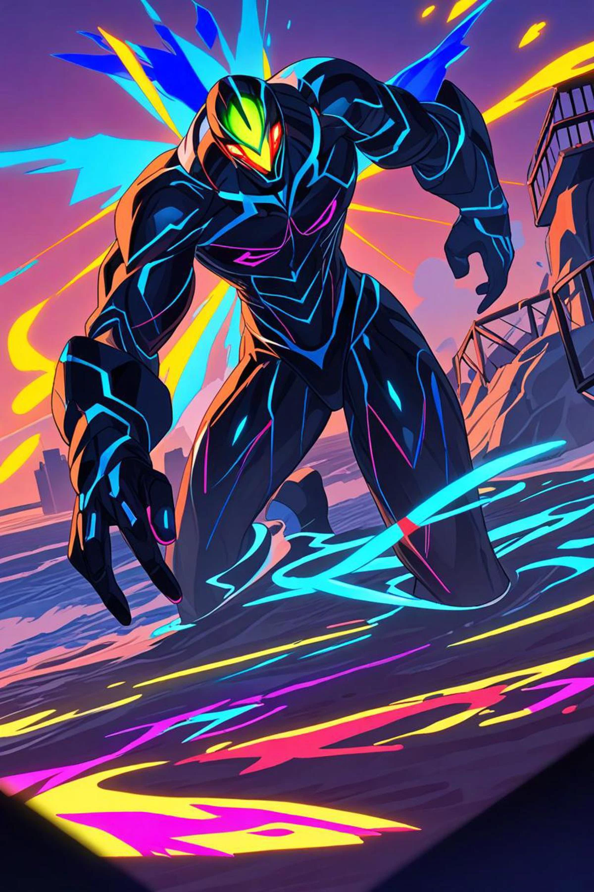 a well drawn eyes and tall structures in a magical beach in the style of graffiti throws, glowing face, <lora:sdxl_lightning_8step_lora.safetensors:1.0>, <lora:add detail xl.safetensors:1.5>, masterpiece, best quality, very aesthetic, absurdres, amazing quality, beautiful color,