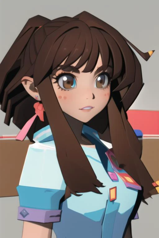 <lora:N64 Lowpoly:1> (n64-lowpoly style,:1.2) 1 girl,eyeliner,kawaii, student, long hair, brown hair, makeup, low poly