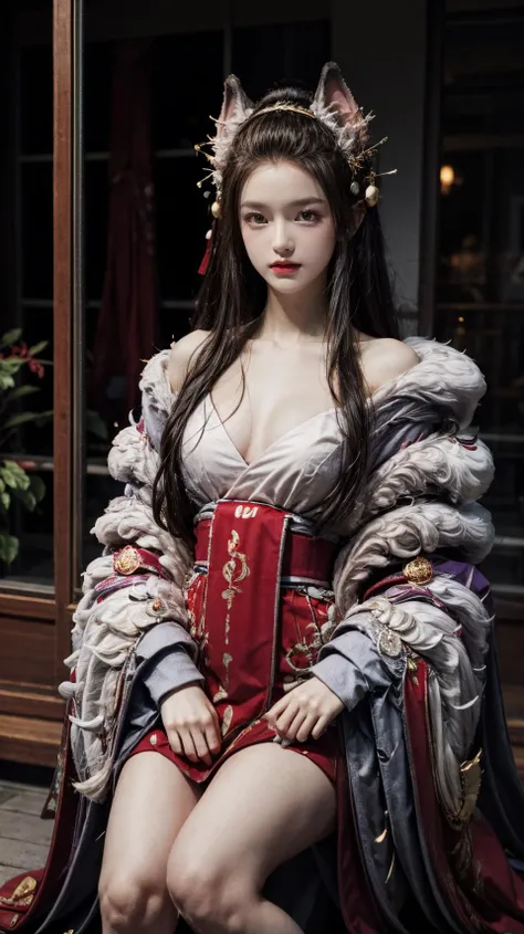 best quality,HDR,UHD,8K,Vivid Colors,solo,front view,(photo_(medium)),(looking at viewer:1.2),(1girl:1.3),(outside:1.5),(sitting:1.5),furniture,bright light,<lora:add_detail:1>,<lora:yuzaoqian:0.75>,yuzaoqian,