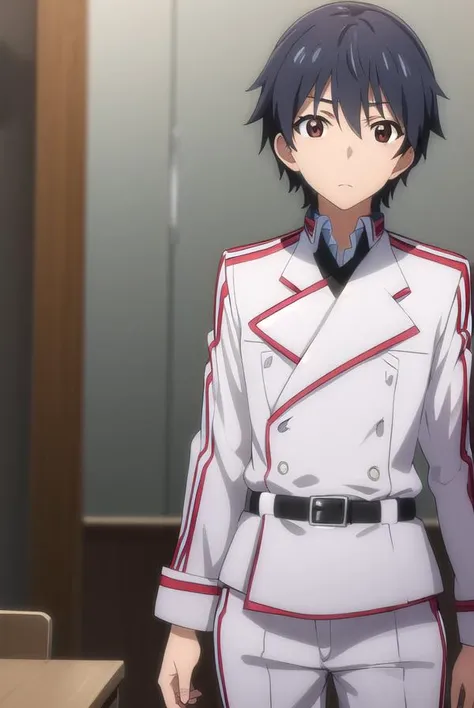 ichikaorimura, <lora:ichika orimura s2-lora-nochekaiser:1>,
ichika orimura, black hair, male focus, (brown eyes:1.3), mature male,
BREAK school uniform, belt, pants, uniform, military, military uniform,
BREAK indoors, classroom,
BREAK looking at viewer, (cowboy shot:1.5),
BREAK <lyco:GoodHands-beta2:1>, (masterpiece:1.2), best quality, high resolution, unity 8k wallpaper, (illustration:0.8), (beautiful detailed eyes:1.6), extremely detailed face, perfect lighting, extremely detailed CG, (perfect hands, perfect anatomy),