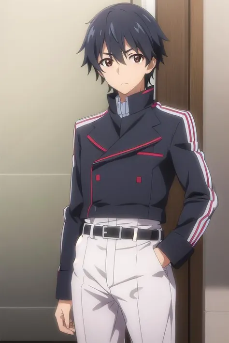ichikaorimura, <lora:ichika orimura s2-lora-nochekaiser:1>,
ichika orimura, black hair, male focus, (brown eyes:1.3), mature male,
BREAK school uniform, belt, pants, uniform, military, military uniform,
BREAK indoors, classroom,
BREAK looking at viewer, (cowboy shot:1.5),
BREAK <lyco:GoodHands-beta2:1>, (masterpiece:1.2), best quality, high resolution, unity 8k wallpaper, (illustration:0.8), (beautiful detailed eyes:1.6), extremely detailed face, perfect lighting, extremely detailed CG, (perfect hands, perfect anatomy),