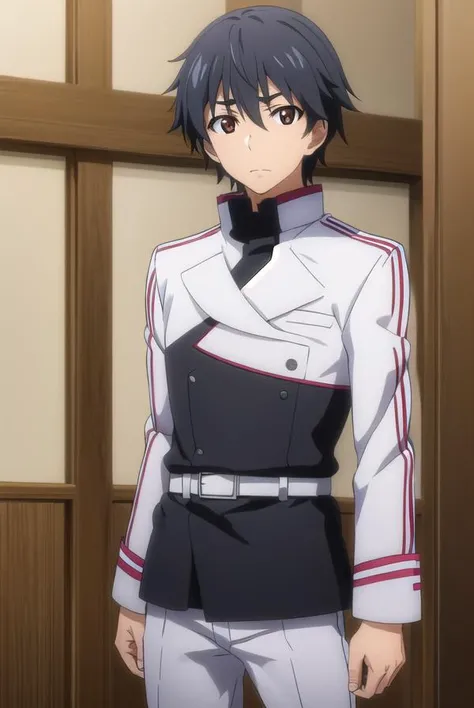 ichikaorimura, <lora:ichika orimura s2-lora-nochekaiser:1>,
ichika orimura, black hair, male focus, (brown eyes:1.3), mature male,
BREAK school uniform, belt, pants, uniform, military, military uniform,
BREAK indoors, classroom,
BREAK looking at viewer, (cowboy shot:1.5),
BREAK <lyco:GoodHands-beta2:1>, (masterpiece:1.2), best quality, high resolution, unity 8k wallpaper, (illustration:0.8), (beautiful detailed eyes:1.6), extremely detailed face, perfect lighting, extremely detailed CG, (perfect hands, perfect anatomy),