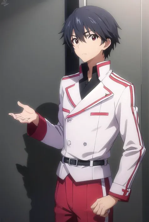 ichikaorimura, <lora:ichika orimura s2-lora-nochekaiser:1>,
ichika orimura, black hair, male focus, (brown eyes:1.3), mature male,
BREAK school uniform, belt, pants, uniform, military, military uniform,
BREAK indoors, classroom,
BREAK looking at viewer, (cowboy shot:1.5),
BREAK <lyco:GoodHands-beta2:1>, (masterpiece:1.2), best quality, high resolution, unity 8k wallpaper, (illustration:0.8), (beautiful detailed eyes:1.6), extremely detailed face, perfect lighting, extremely detailed CG, (perfect hands, perfect anatomy),