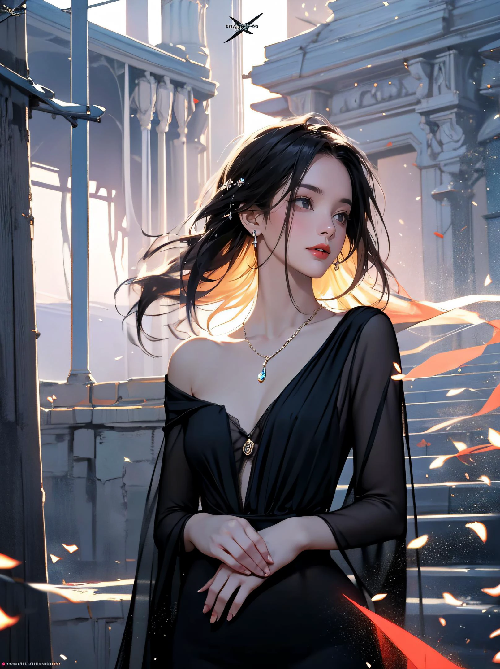 (1girl,solo:1.2), (medium breasts),jewelry, earrings,necklace,fashion cutting,(dark theme:1.2),
Crepuscular rays, foggy,off-shoulder,water,
(masterpiece, best quality:1.4),(photorealistic:1.4)(realistic, photo-realistic:1.4),8k UHD,ultra high res,RAW,HDR,incredibly absurdres,
official art,vivid colours,Rim lighting,lens 135mm,f1.8,depth of field,source,romanticism,stunning gradient colors,(light_particles:1.2), colorful,
<lora:cover:0.5>,cover,magazine cover,<lora:text cover-v1.3:0.2>english text,cover, <lora:GoodHands-vanilla:2><lora:WLOP1:0.7>