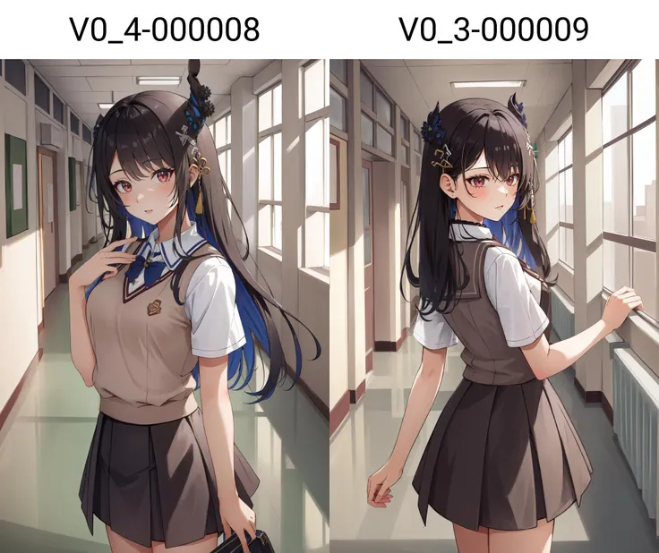 (masterpiece, best quality), intricate details,
1girl, <lora:KitsuneAi-NerissaRavencroft-LoCon32-V0_4-000008:0.8> nerissa_ravencroft,
<lora:tokiwadai_school_uniform:0.8> tokiwadai school uniform, indoors, <lora:school_hallway_v0.1:0.8> school hallway,