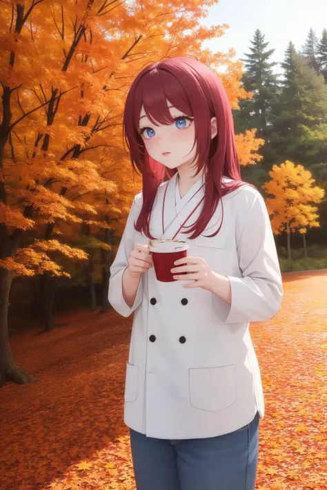 1girl, mundane Water color painting, elegant, ground level shot of a Wretched Exquisite stocky Korean (Male Private:1.3) , he has [Hip-Hop:TaishÅ Era:17] hair, fauna and Autumn leaf pile background, dense woods and nature, at Sunset, soft focus, Anime screencap, Surprising, Bimbocore, key light, Depth of field 100mm, Monochromatic Maroon filter, Instagram, blended visuals, Blue detailed eyes, freckles, 4K, most beautiful artwork in the world