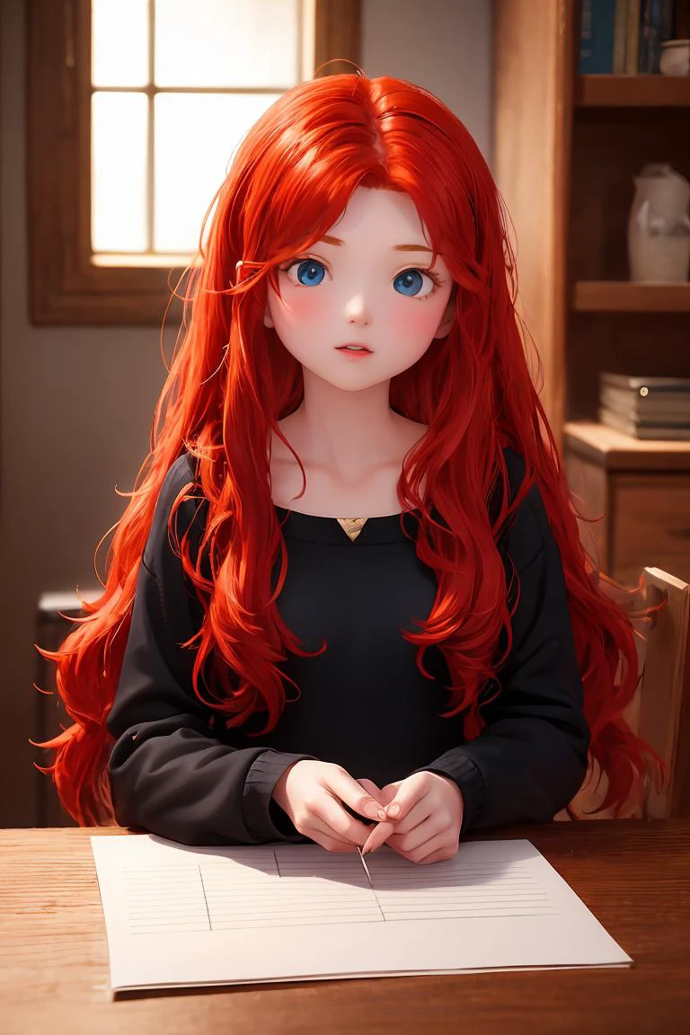 (masterpiece, best quality), 1girl, <lora:Merida:1>red hair,