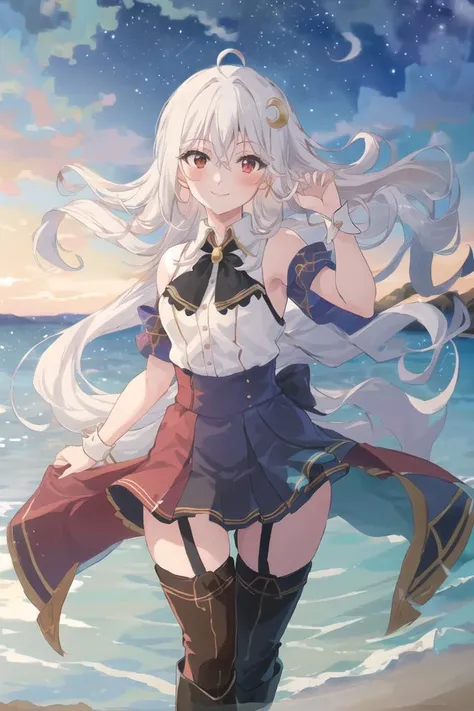 16k, hyper HD, retinas, Masterpiece, ccurate, Anatomically correct, High details, Best quality, High quality, A high resolution,White color hair,maidennurse,Take the book,the night,long whitr hair,short skirt,Sit Pose,afloat,Brilliant,opulent,first person,illustration,quadratic element,Side breasts,Grab your wand,black over-the-knee socks,Exposed panties,Bare chest,Open navel,Black panty,cosplay,Asia face, old,teens girl