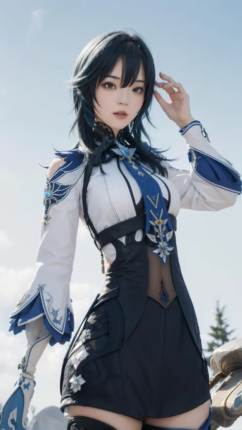 anime girl in blue outfit standing in grassy area with flowers, rem rezero, 2 b, 2b, full face shot of rimuru tempest, rimuru, profile shot of rimuru tempest, rimuru tempest, noire moody scene, nier 2 b, spellcasting pose, taken with canon 8 0 d, anime style. 8k