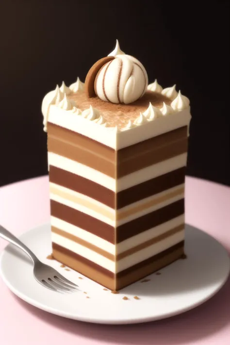 the most decadent and delicious tiramisu cake with ice cream, extremely detailed and intricate