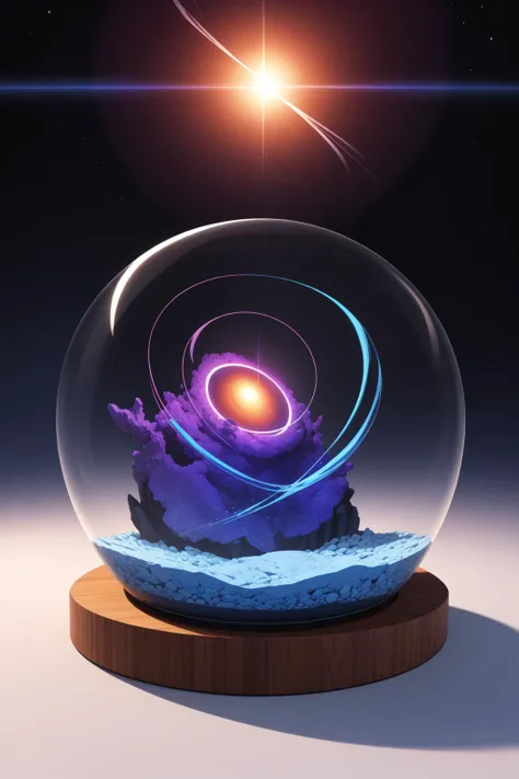 orion, glass terrarium, black hole, 3d