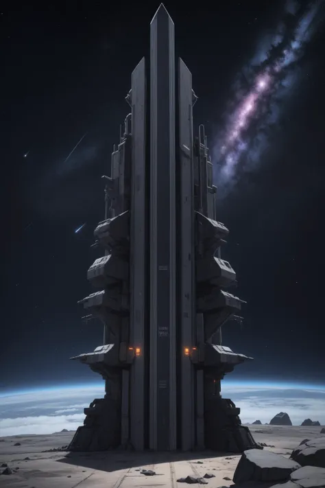 space, asteroids, monolith, glowing, quantum anomaly