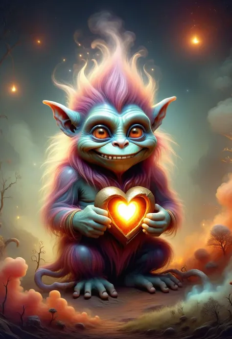DonMP4ste11F41ryT4l3XL 2D illustration heart, earthy pyro troll, <lora:DonMP4ste11F41ryT4l3XL-000008:0.8>