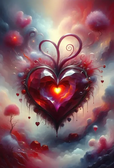DonMP4ste11F41ryT4l3XL painting heart, ruby stony chaos, <lora:DonMP4ste11F41ryT4l3XL-000008:0.8>