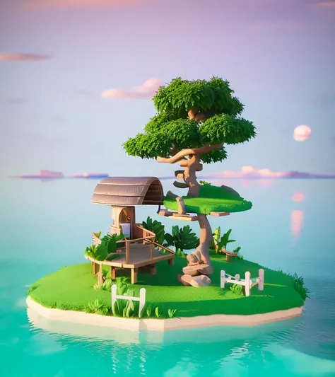 3d render of Miniature cute Island, high detail,high quality sense,studio lightBlender,V-Ray Collection,Lumio,Arnold,8k,hd,hq