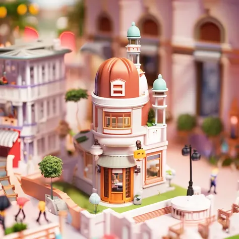 3d render of Miniature cute city, high detail,high quality sense,Premium studio light,Blender,Lumio,Arnold,8k,hd,hq