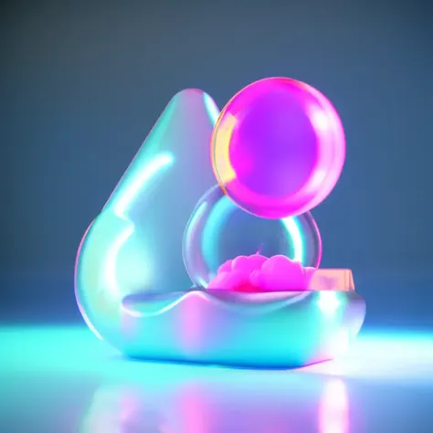 3d render of Translucent spheres and triangles and cube and cloud,wearing pink cloth,high quality sense,studio light,Blender,V-Ray Collection,Lumio,Arnold,8k,hd