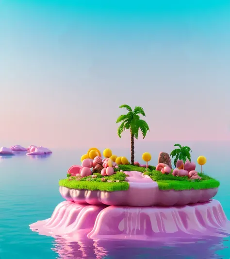 3d render of Miniature cute Island, high detail,high quality sense,studio lightBlender,V-Ray Collection,Lumio,Arnold,8k,hd,hq