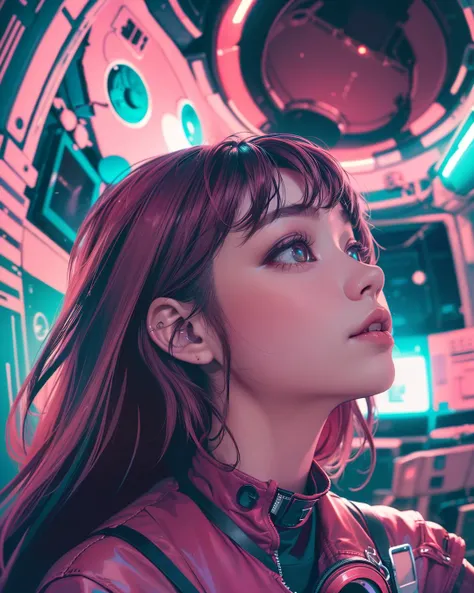 (masterpiece, best quality), 1girl,  inside space station, scifi N22, 
(purple theme, Burgundy_color background), (Burgundy_color theme), <lora:add_detail:0.5>