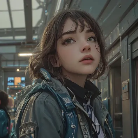 (close-up, dynamic angle:1.3), best quality, ultra-detailed,
1girl, school uniform, bag, jacket,
kaisatsu, automatic ticket gate, train station, scenery, sign, real world location, indoors, ceiling
(((scifi_n22))), <lora:Scifi_Portraits:0.9>,
<lora:kokusai_tenjijyo_eki_SD15_V1:0.9>