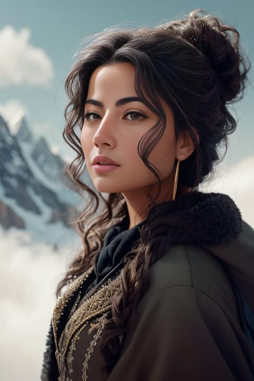 MonicaAlvarez as a mountain climber, standing in front of a mountain, with a goat, masterpiece, best quality, highest quality, cinematic lighting, (volumetric lighting), extremely detailed CG unity 8k wallpaper, focused, 8k wallpaper, 4k wallpaper, extremely detailed, ultra realistic, photorealistic, sharp focus, absurdres, (HDR:1.2), (high contrast), photograph, detailed and intricate, instagram, portrait, highly detailed, digital painting, artstation, concept art, smooth, sharp focus, illustration, cinematic lighting, Style-Princess,<lora:MonicaAlvarez:1.0>