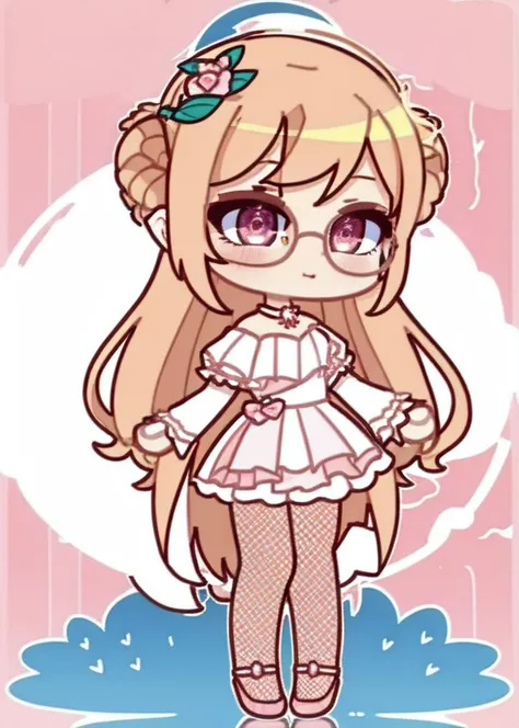 (8k uhd, masterpiece, best quality, high quality, absurdres, ultra-detailed)
<lora:Gacha:0.9>
(chibi:0.6)
pink love fairy, tenderness, wings, halo, glasses, magic wand, mesh tights