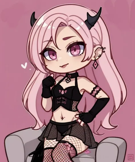 (8k uhd, masterpiece, best quality, high quality, absurdres, ultra-detailed)
<lora:Gacha:0.7>
hyper-detailing, elaborate outfits, sexy, fashion, poses,
black_gloves, collar, elbow_gloves, fingerless_gloves, fishnet_gloves, fishnet_legwear, fishnets, gloves, horns, jewelry, lip_piercing, long_hair, male_focus, navel, navel_piercing, piercing, pink_background, pink_eyes, pink_hair, solo, tongue, tongue_out
a man with pink hair and horns sitting in a chair with her arm around her chest and a black cat on her chest, Dom Qwek, pink, a character portrait,
