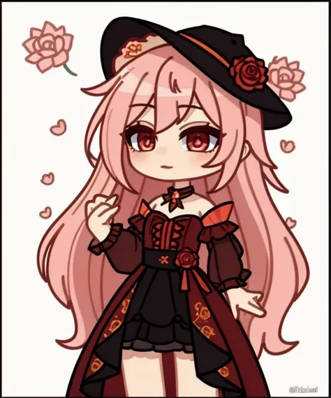 (8k uhd, masterpiece, best quality, high quality, absurdres, ultra-detailed)
<lora:Gacha:0.7>
hyper-detailing, elaborate outfits, fashion poses, sticker
1girl, black_border, border, dress, fingernails, floral_print, flower, fur_trim, grey_border, hat, hat_flower, letterboxed, lipstick, long_dress, long_hair, makeup, nail_polish, pillarboxed, pink_border, pink_hair, pink_rose, red_border, red_flower, red_nails, red_rose, rose, side_slit, standing, witch, witch_hat
<lora:Gacha_Style:0.3> <lora:colorify:0.45>