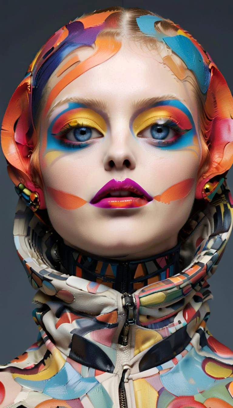 best quality, high quality, masterpiece, flat color, [by muryou tada:Tony DiTerlizzi:0.5],
break
Professional fashion photography of a person with innovative makeup, [by Roshar:Julien Dossena:0.5], revolutionary makeup, avant-garde cosmetics, bold color palette, artistic face painting, futuristic beauty, high fashion makeup style, striking facial features, creative makeup artistry, abstract beauty, hyper-realistic detailing, vibrant and unconventional makeup, beauty innovation, cutting-edge makeup technology, spathe, <lora:Innovative_Makeup:1>, <lora:Next_Fashion:0.6>, 
BREAK
A super model, detailed beautiful face, detailed eyes, ravishing, closed eyes, parted lips, dynamic pose, taken by Joel Meyerowitz,
break
Unique and intricate makeup by Random blend of art movements, fusion of impressionism and surrealism, abstract expressionist elements, modernist and postmodernist influences, cubist shapes, futurist dynamics, dada randomness, baroque complexity, art deco elegance, gothic mood, renaissance inspiration, psychedelic patterns, avant-garde style, minimalist and maximalist contrasts, vibrant street art, rococo flourishes, Futuristic fashion, cutting-edge design, aesthetic excellence, high-fashion look, Avant-garde attire, innovative styling, striking beauty, artistic fashion statement, High-tech fashion, sleek and elegant designs, visually stunning, modern couture, Fashion forward, groundbreaking aesthetics, sophisticated elegance, trendsetting style, surrealistic, fantasy art, abstract, doodle art, [(details:1.2): [ (many small details:1.3) : [ (many ultrasmall details: 1.2):(very detailed ultrasmall edges and microrelief:1.5):0.7 ]: 0.4 ] :0.2],  <lora:xl_more_art-full_v1:1>, 
BREAK
LUT, advanced lighting techniques, high dynamic range, vivid and accurate colors, harmonious color scheme, meticulously detailed, visually stunning, emotionally engaging, sharp contrast, digital painting quality, cinematic quality, subtle shadows, Complex Shading, Immersive Depth, Advanced Rendering, Depth of Field, sharp focus, Depth and Perspective, bokeh, film grain,