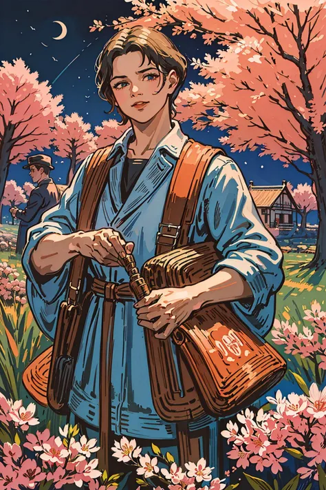 (((masterpiece))),(((best quality))),((ultra-detailed)),(illustration), 4k, simple, higres, simle background, extremely_detalled_wallpapper, medium shoot,




tarot, 
flower field, sakura tree, 
<lora:MixDLCForFishMix23314_23314:0.8>, 

flower field, sakura tree, grass,