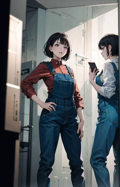 (masterpiece, best quality:1.2),1girl,
middle-aged woman,
screen space ambient occlusion,
comedy,
gray,
teal,
very short hair,
bathroom,
overalls,
from below,
ojou-sama pose, feminine, illustrious clothes, ultra detailed, d & d, fantasy, intricate, elegant, highly detailed, digital painting, artstation, concept art, matte, sharp focus, illustration