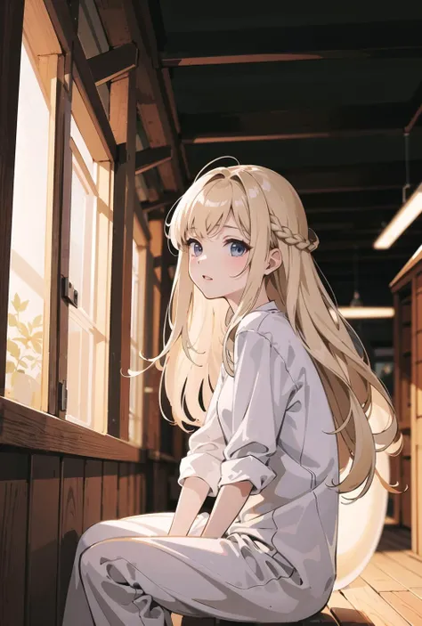 (masterpiece, best quality, ultra-detailed, illustration), 1girl
ash blonde,
low-braided long hair,
chicken coop,
ghost costume,
from side,
hands between legs,
(cinematic lightings)