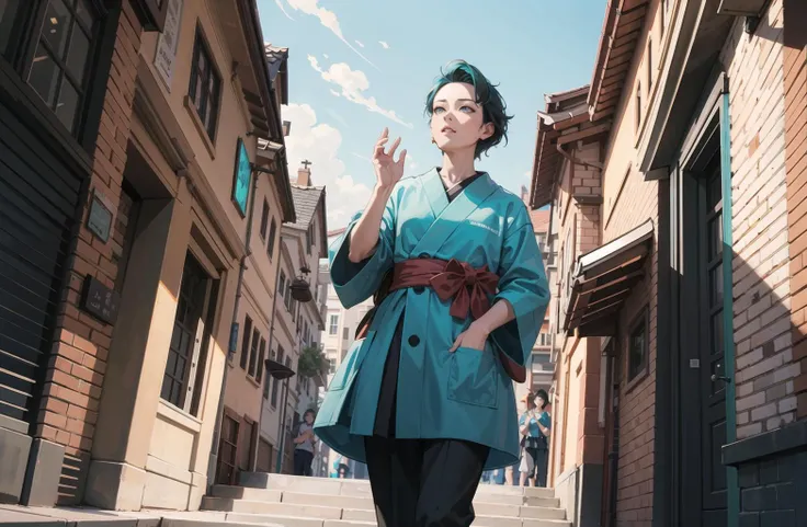 (masterpiece, best quality:1.2),
mature woman,
phong shading,
drama,
chestnut,
turquoise,
undercut,
capitol building,
jerkin,
from below,
ojou-sama pose,