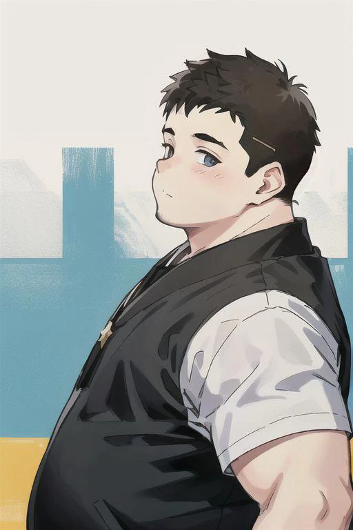 1boy,elder boy,stocky,(chubby),((cool,cute,awesome,)),(short buzz cut),best face,best quality,((front view)),pov portrait,8k wallpaper,<lora:TRAIN_1694743697339736065.safetensors:0.5><lora:TRAIN_1694748089900097537.safetensors:0.2>
