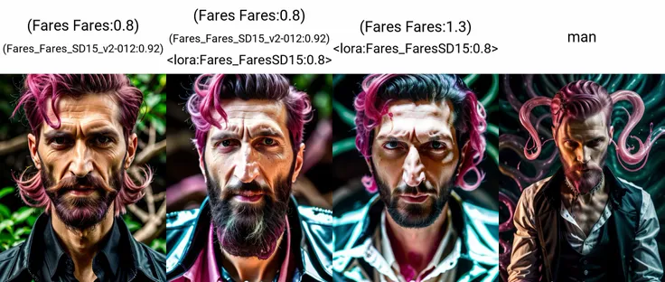 close portrait (Fares Fares:0.8) (Fares_Fares_SD15_v2-012:0.92) man with a (slicked-back pink hair:1.4) wearing a black vest (and long sleeved white shirt:1.25), inside a dark cave, (full:1.2) (long:0.5) (squarish:1.2) big (beard:1.2), devilish (confident looking down:1.2), (a ven0mancer, venom liquid, swirling green liquid:1.1) is around his body, 4k uhd, dslr, soft light, high quality, Fujifilm XT3 <lora:weight_slider_v2:-2.5> <lora:detail_slider_v4:0.92> <lora:Concept - Venomancer:0.5> <lora:muscle_slider_v1:-0.8> <lora:beard_slider_v10:2.0>