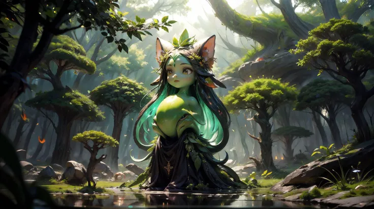 (masterpiece, high quality, full screen), [(full body:0.2)::0.2] (photo of a small vegetal [magical being:tree creature:0.2] Arching in a lush forest:1.4), ([Cephalopod:Amphibian:0.4] with one body shape:1.6), (Fuzzy bark skin:1.3), (one Indian Red Catkin flowers on the head:1.2), ([practicing Communicating with Nature Spirits|Hands in prayer position, showing reverence pose]:1.3), (Overcast Lighting lighting:1.1), <lora:EFFECT Concept - Venomancer:0.15> ven0mancer, GREEN LIQUID, VENOM LIQUID, VENOM SMOKE, VENOM ORB, VENOM PUDDLE, <lora:MONSTER kUglyCreaturesV2:0.2> U61yCre4ture, <lora:LIGHT epi_noiseoffset2:0.3>, <lora:QUALITY add_detail:0.5>, (Full body Shot, Shallow Focus Shot, Low Angle Shot:[1.2:0.5:0.1]), heavily detailed, (asymmetric composition:1.5), (sharp focus), <lora:EFFECT Magic card fakemtg_label:1> fakemtg