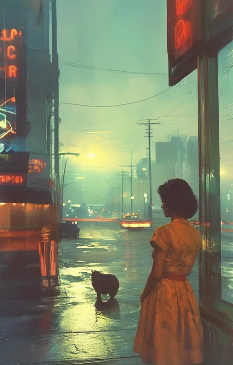 masterpiece,best quality,<lora:tbh156-sdxl:1>,illustration,style of Philip Lorca diCorcia, cyberpunk city