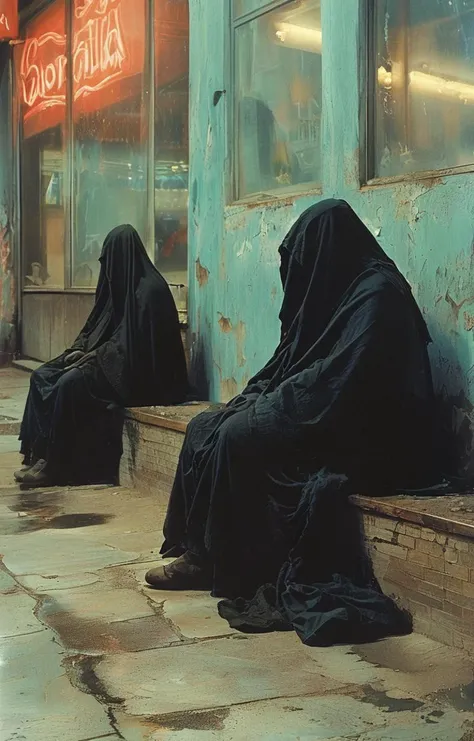 masterpiece,best quality,<lora:tbh156-sdxl:1>,illustration,style of Philip Lorca diCorcia, Nazgul over sleeping town