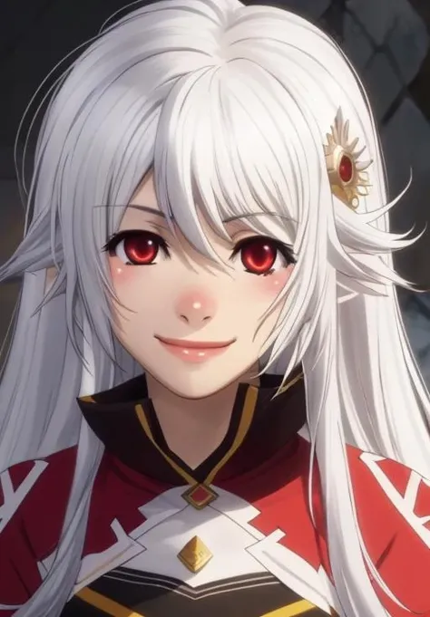 <lora:LordMarksmanandVanadis-000009:0.8>, portrait, Eleonora, solo, smile,