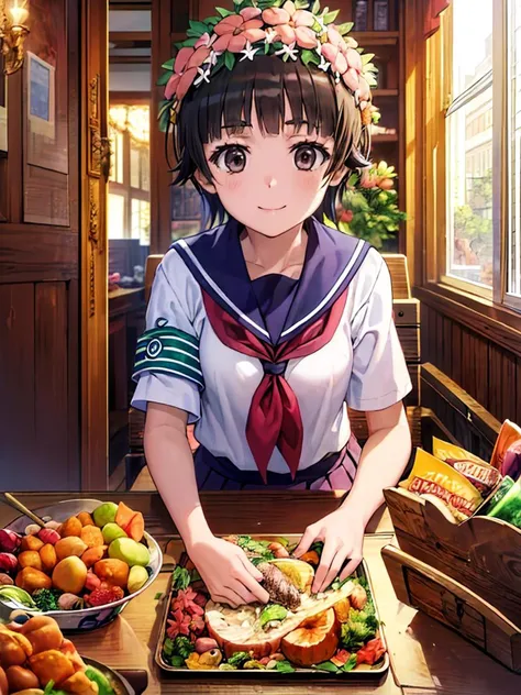 (((pixel-perfect, detail-perfect))) best quality, masterpiece, 1girl <lora:uiharu-toaru-01:0.8>, uiharu kazari <lora:detail_slider_v4:3> ,sakugawa school uniform, armband, light smile,