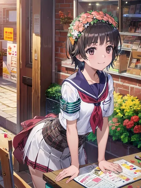 (((pixel-perfect, detail-perfect))) best quality, masterpiece, 1girl <lora:uiharu-toaru-01:0.8>, uiharu kazari <lora:detail_slider_v4:3> ,sakugawa school uniform, armband, light smile,