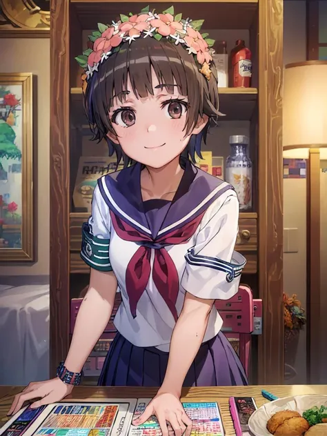 (((pixel-perfect, detail-perfect))) best quality, masterpiece, 1girl <lora:uiharu-toaru-01:0.8>, uiharu kazari <lora:detail_slider_v4:3> ,sakugawa school uniform, armband, light smile,