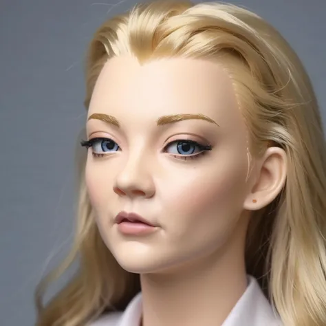 (ohwx woman) <lora:NatalieDormer:1> in white dress, plastic Anime Figure Adult Collection Model Doll Toys