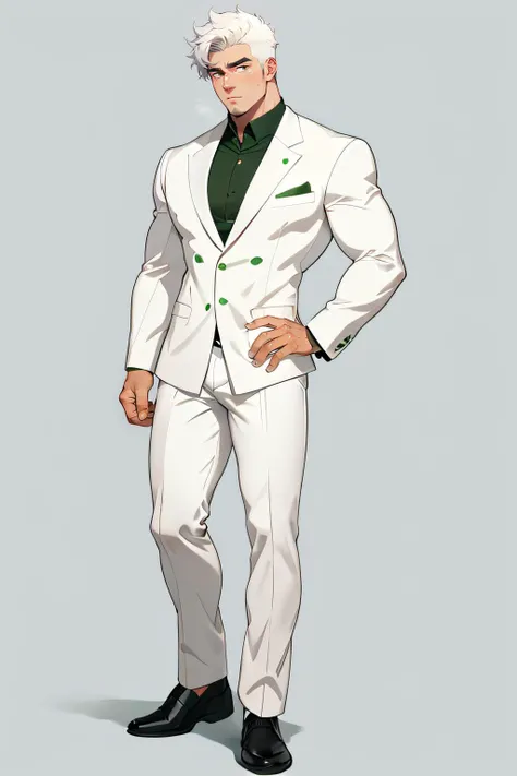 full body and head. handsome young adult manly man, blonde hair, best quality, color scheme black , plain background, <lora:Baralora:0.6>
