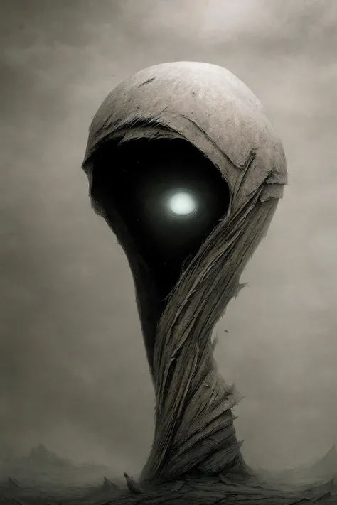 Ultra-high-resolution award-worthy photography, a dark scenario featuring an eerie alien from a distant and alien world. The extraterrestrial being is of mesmerizing beauty, yet also exudes a menacing aura. Its glowing eyes pierce through the darkness, while its tentacle-like limbs seem to permeate the space. The shot portrays the alien in an abandoned landscape, shrouded in a mysterious aura. Ultra-high-resolution details reveal the unimaginable diversity of its otherworldly anatomy, creating a spine-chilling awe. The award-worthy photography captures the tension between the fascination and terror of the unknown. by Anton Semenov <lora:Anton_Semenov_ArtStyle:0.85>