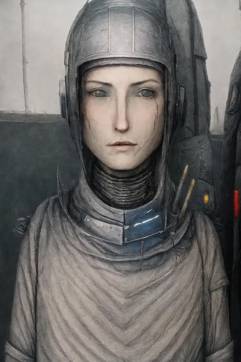 <lora:Ksenia_Slavyanova:0.85> Cybernetic Engineer Starship Pilot wearing Mecha Armor, Alan Lee and H. R. Giger and Johannes Vermeer and Bastien Lecouffe - Deharme, hyperrealism, surrealism, vibrant interplay of light and shadow, (intricate details, hyperdetailed_1.15) by <lora:Anton_Semenov_ArtStyle:0.85>