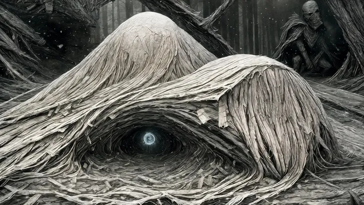 horror sci fi movie poster, bones, roots and wires coming out of the body in the middle of the ground, gothic, cosmic horror, lovecraftian, cold hue's, warm tone gradient background, concept art, beautiful composition, digital painting, trending on artstation, award - winning photograph, masterpiece, 8 k, uhd, <lora:Anton_Semenov_ArtStyle:0.85>